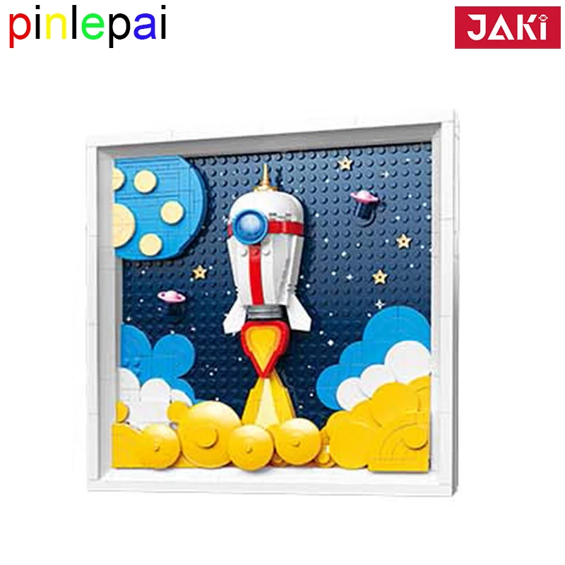 

Pinlepai Jaki Space Rocket Building Set Picture Frame Block Blocks Bricks Brick Moc Aerospace Model Kit Toy Toys For Kids
