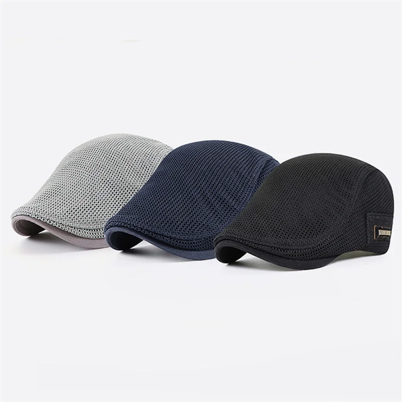 

Men Berets Fashion Beret New Duck Tongue Hat Men's Mesh Breathable Women's Thin Sun Protection And Sunshade Hat Summer New