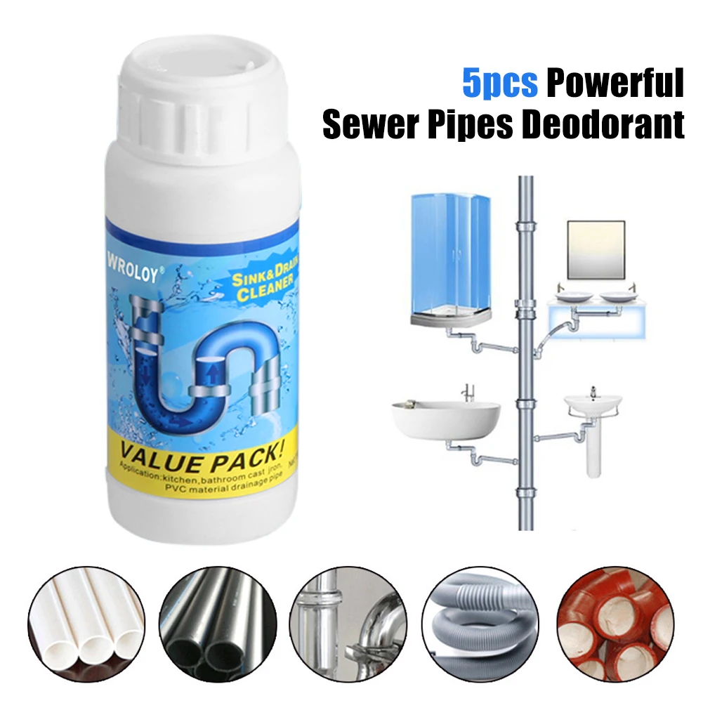 5pcs Powerful Sewer Pipes Deodorant Strong Pipe Dredging Agent Cleaning Tools Sewer Dredging Kitchen & Bathroom Drain Cleaners
5pcs Powerful Sewer Pipes Deodorant Strong Pipe Dredging Agent Cleaning Tools Sewer Dredging Kitchen & Bathroom Drain Cleaners