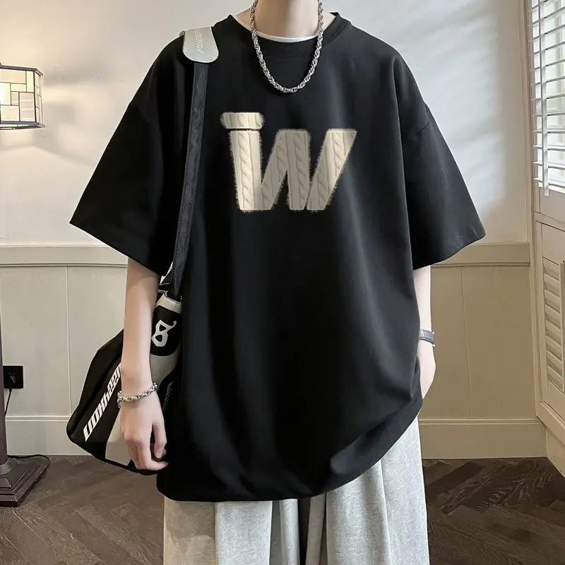 Korean version w letter print summer new retro trend versatile college style loose casual Hong Kong style short-sleeved for men
Korean version w letter print summer new retro trend versatile college style loose casual Hong Kong style short-sleeved for men