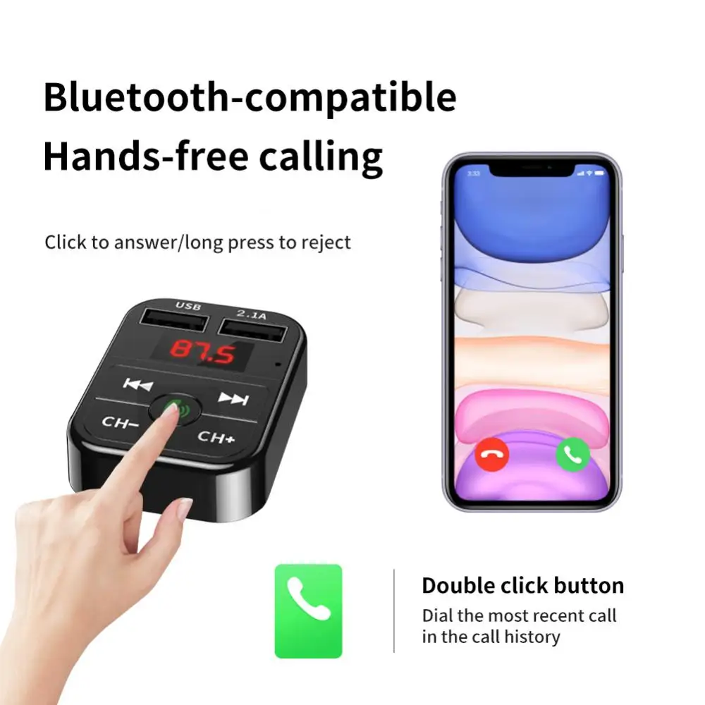 Автомобильный Bluetooth аудио mp3-плеер, FM-передатчик, радио, беспроводной музыкальный приемник громкой связи с двумя USB-портами, адаптер быстрой зарядки
Автомобильный Bluetooth аудио mp3-плеер, FM-передатчик, радио, беспроводной музыкальный приемник громкой связи с двумя USB-портами, адаптер быстрой зарядки