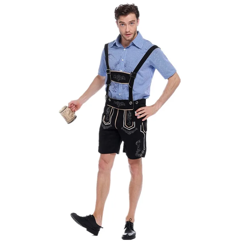 

Germany Traditional Oktoberfest Men's Lederhosen Suspender Cosplay Costume Bavarian Tavern Bar Party Beer Man Jumpsuit