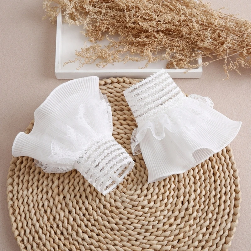 Fake Flared Ruffle Sleeves Girls Pleated False Cuffs for Women Sweater Wrist Warmer Female White Horn Cuffs Accessories
Fake Flared Ruffle Sleeves Girls Pleated False Cuffs for Women Sweater Wrist Warmer Female White Horn Cuffs Accessories