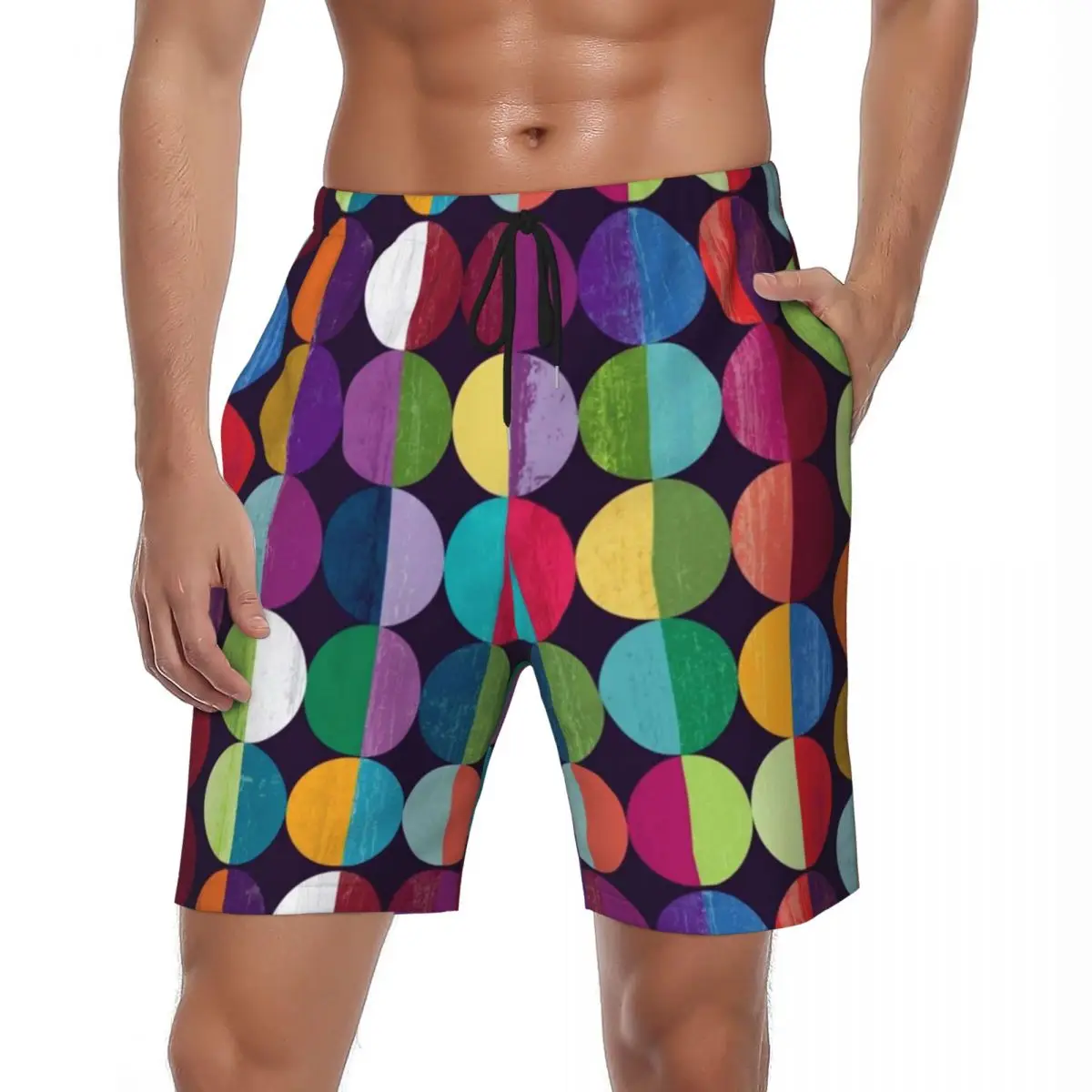 

Шорты мужские пляжные цветные с круглым принтом, повседневные штаны для спортзала и серфинга, удобные Пользовательские трусы, летние