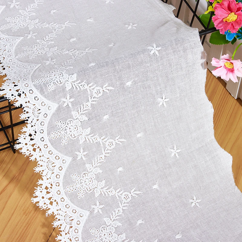 

Белая 3D хлопковая вышитая кружевная лента с бахромой, поделки своими руками, шитье, одежда для занавесок для дивана, изысканная, ширина 18,8 см