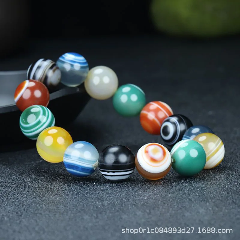 

Raw Ore Sugar Heart Tibet Men's and Women's Sky Eye Agate Colorful Duobao Beads Bracelet