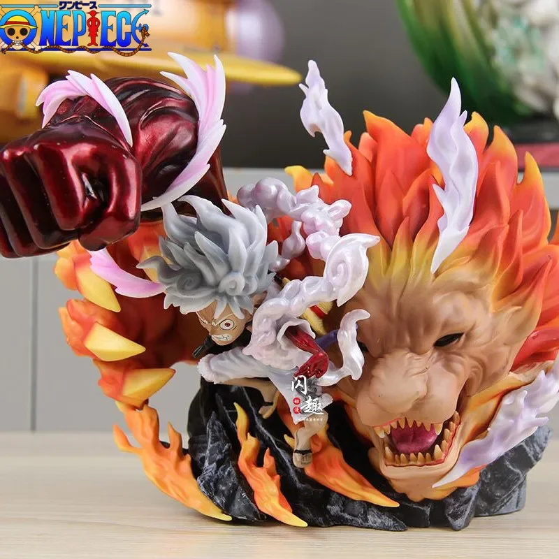 

17cm One Piece Karma Fire Luffy Gear 4 Fugure Gk Big Fist Nika Luffy Snake Man Pvc Lion Statue Scene Anime Gift