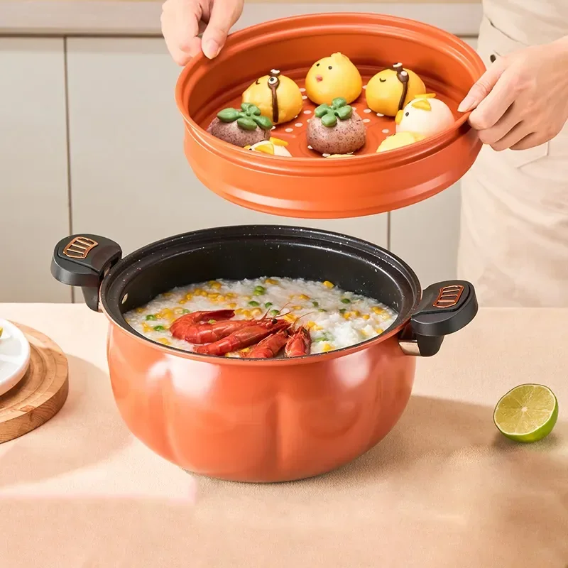 Pumpkin Pot Multifunctional Cast Iron Slight Pressure Cooker Braise Boil Steam Stew Nonstick Pots Cooking Pots
Pumpkin Pot Multifunctional Cast Iron Slight Pressure Cooker Braise Boil Steam Stew Nonstick Pots Cooking Pots