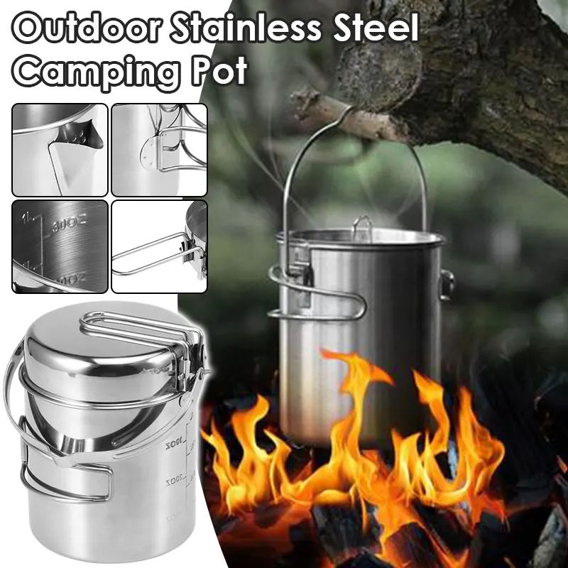 Stainless Steel Cooking Kettle, Pot Pan, Portable Outdoor Camping Cookware, Stainless Backpacking, Cookware with Foldable Handle
Stainless Steel Cooking Kettle, Pot Pan, Portable Outdoor Camping Cookware, Stainless Backpacking, Cookware with Foldable Handle
