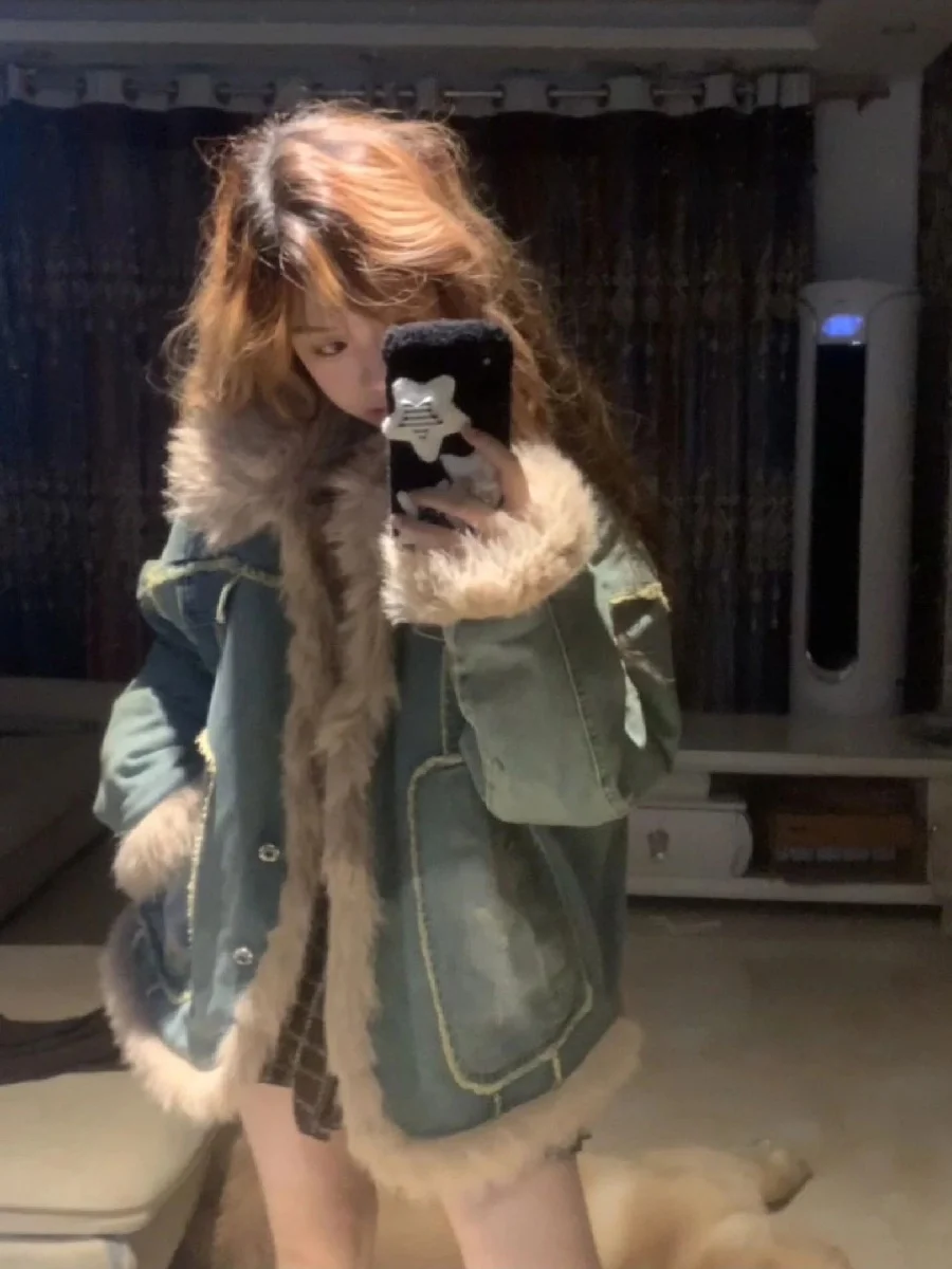 Long Fleece Denim Jacket Women Oversized Jean Jacket Thicken Warm Velvet Autumn Winter Korean Fashion Blue Black Coats
Long Fleece Denim Jacket Women Oversized Jean Jacket Thicken Warm Velvet Autumn Winter Korean Fashion Blue Black Coats