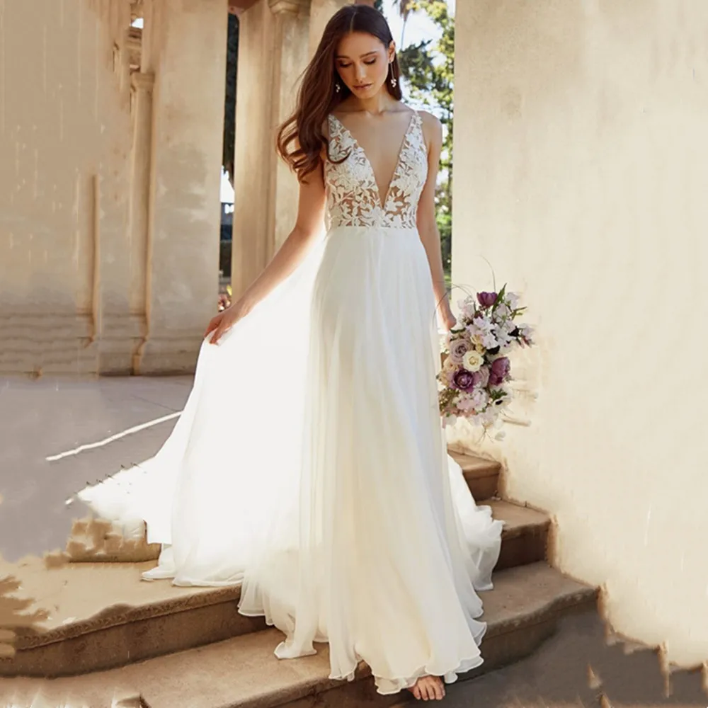 LoveDress Sexy Deep V-Neck Wedding Dresses Sleeveless Lace Appliques Beach Backless Bride Gown Zipper Chiffon Vestido De Noiva
LoveDress Sexy Deep V-Neck Wedding Dresses Sleeveless Lace Appliques Beach Backless Bride Gown Zipper Chiffon Vestido De Noiva