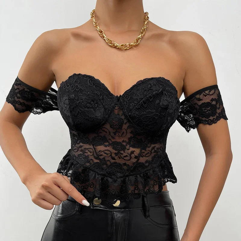 E-girl Streetwear Sexy Hollow Out Knitted Crop Tops with Sleeve 90s Aesthetics Open Shoulder Black T-shirts Transparent 2024
E-girl Streetwear Sexy Hollow Out Knitted Crop Tops with Sleeve 90s Aesthetics Open Shoulder Black T-shirts Transparent 2024