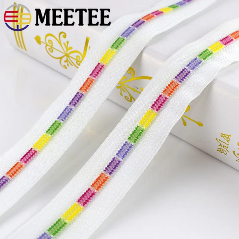 

Meetee 2/5/10meters 5# Nylon Zippers for Sewing White Colored Coil Zips Bags Garment Decor Zipper Repair Kit DIY Accessories