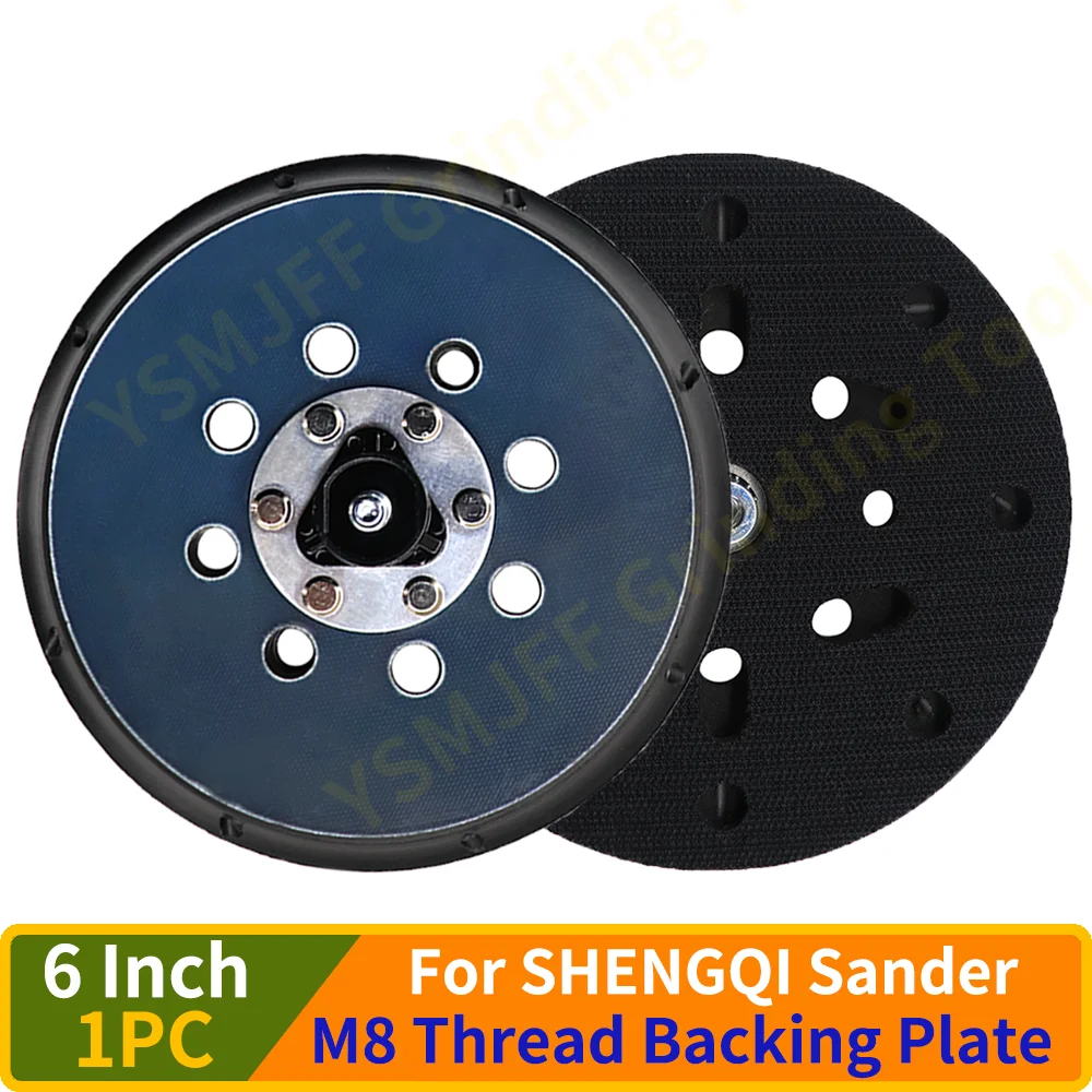 

6Inch 17 Hole Hook&Loop Sanding Pad,with M8 Thread Backing Plate for SHENGQI Random Orbital Sander,150mm Dust Free Backing Plate