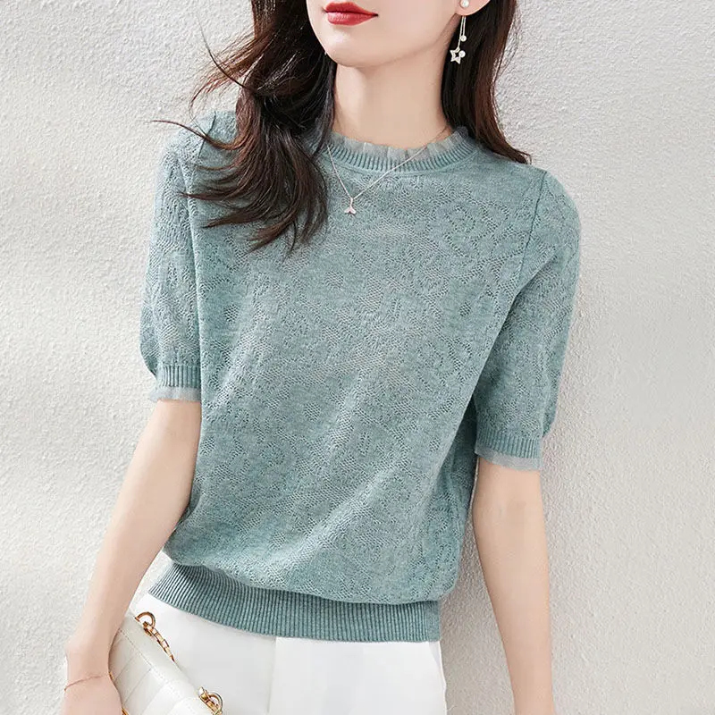 Short Sleeve T-Shirt Women 2024 New Small Lace Mock-Neck Bottoming Shirt Loose and Thin Top Youth 2024 Tee Hollow Out S128
Short Sleeve T-Shirt Women 2024 New Small Lace Mock-Neck Bottoming Shirt Loose and Thin Top Youth 2024 Tee Hollow Out S128