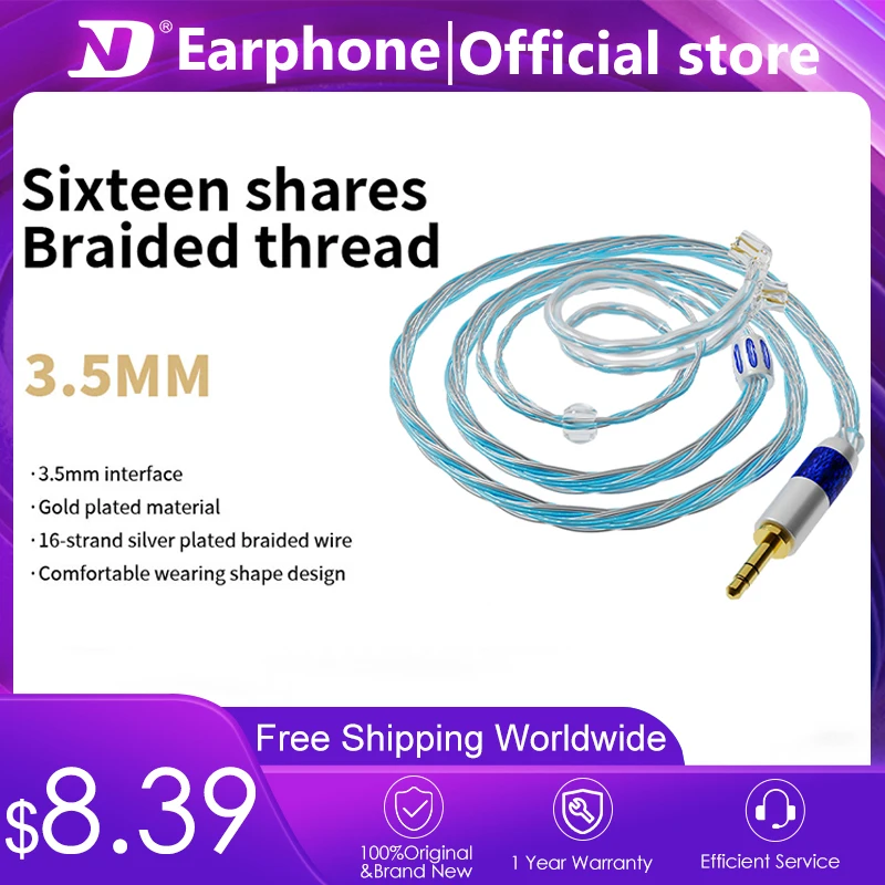 ND Earphones Silver-Plated Copper Upgrade Cable 4.4/2.5MM Plug 0.75/0.78MM 2 Pin MMCX Earphone Wire For DD3/ZR/NICE
ND Earphones Silver-Plated Copper Upgrade Cable 4.4/2.5MM Plug 0.75/0.78MM 2 Pin MMCX Earphone Wire For DD3/ZR/NICE