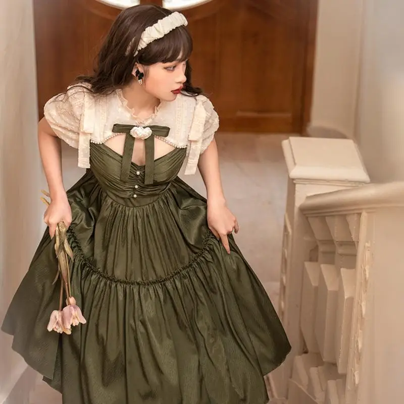 2023 Summer New Jacquard Lace Lolita Dress Short-sleeve OP Stand-up Collar Hollow Waist Slim Vintage Dresses For Women
2023 Summer New Jacquard Lace Lolita Dress Short-sleeve OP Stand-up Collar Hollow Waist Slim Vintage Dresses For Women