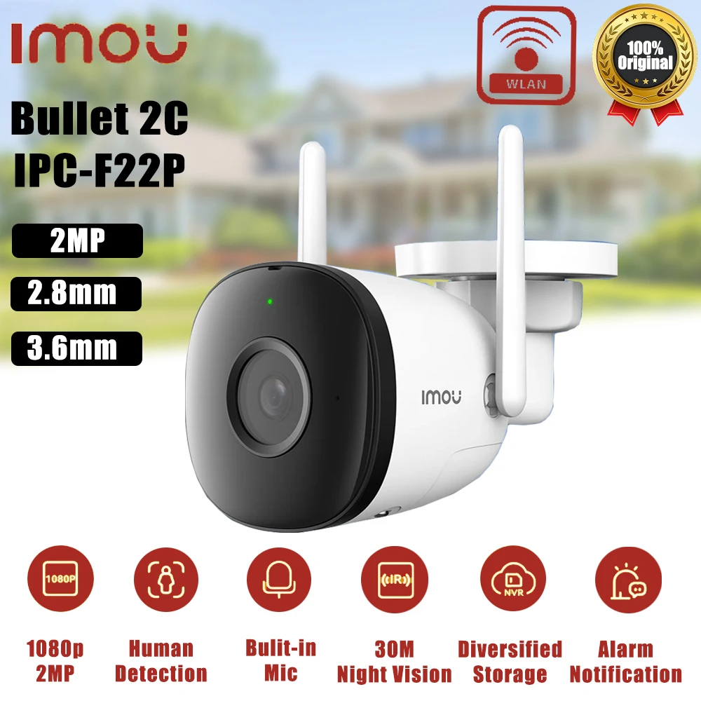 

IMOU Bullet 2C 2MP Smart Monitoring AI Human Detection Wifi Camera Night Vision Outdoor Surveillance ip Camera Built-in Mic