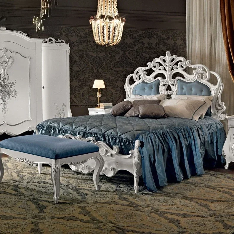 

Европейская резьба по дереву, роскошная Дворцовая двуспальная кровать, Главная спальня, двойная кровать, французская Свадебная кровать, вилла, мебель на заказ