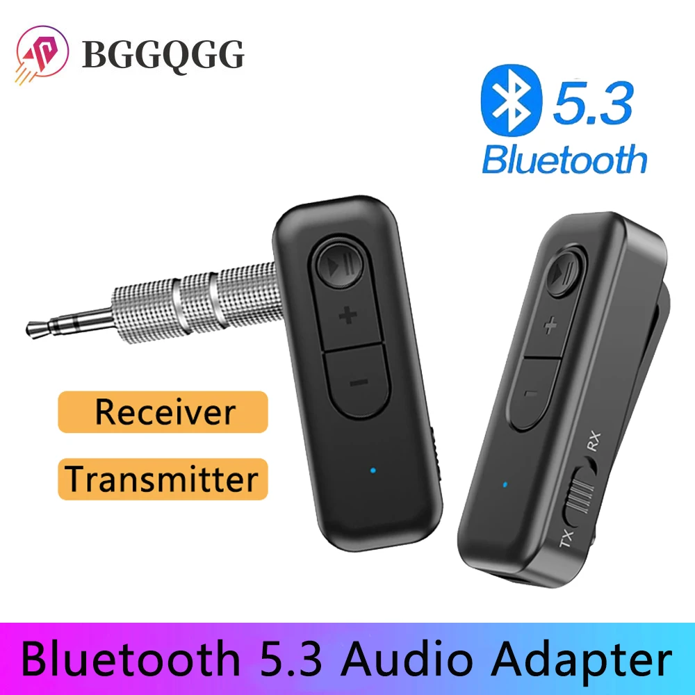 

BGGQGG 2 in 1 BT 5.3 Transmitter Receiver 3.5mm BT Adapter Adapter for Car for TV/Headphone/Speakers/Car Stereo/Home Stereo