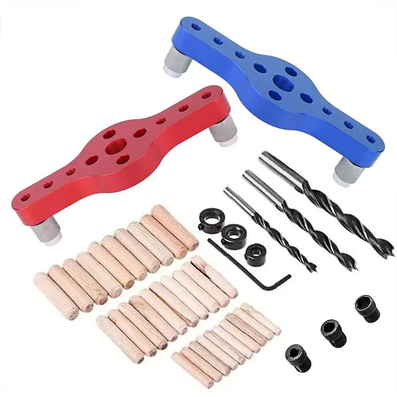

Alloy Dowel Jig Vertical Pocket Hole Jig Woodworking Self Centering 6/8/10mm Drilling Locator Wood Dowelling Drill Guide Kit