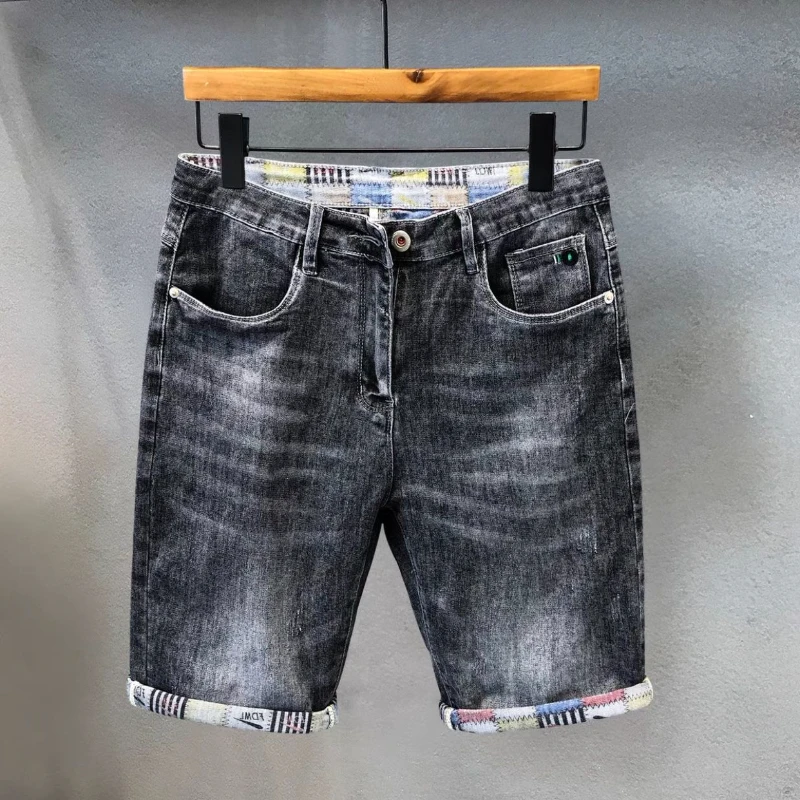 

Шорты мужские джинсовые с графическим принтом, прямые штаны из денима с вырезами, широкие модные корейские, лето 2024, распродажа, Xl пуговицы