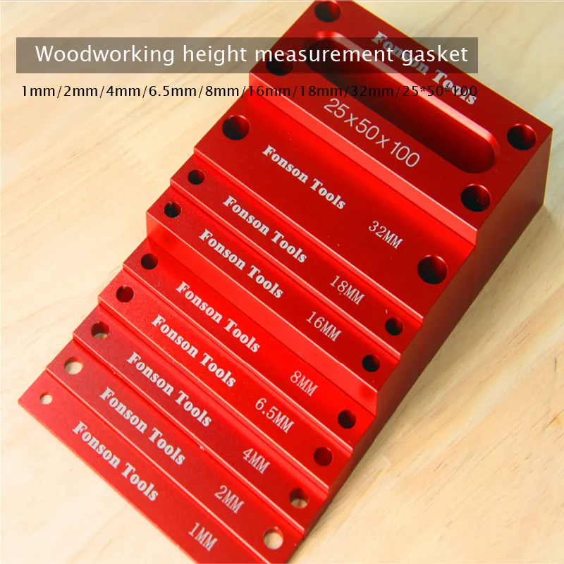 9pcs Woodworking Height Measurement Shim Table Saw Measurement Block 1mm/2mm/4mm/6.5mm/8mm/16mm/18mm/32mm/25*50*100mm
9pcs Woodworking Height Measurement Shim Table Saw Measurement Block 1mm/2mm/4mm/6.5mm/8mm/16mm/18mm/32mm/25*50*100mm