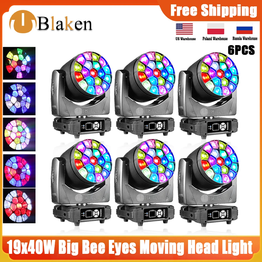 0 Tax 6Pcs LED Beam Wash Big Bees Eyes 19x40W RGBW Zoom Moving Head Lighting With LED Aperture DJ Disco Stage Effect Equipment
0 Tax 6Pcs LED Beam Wash Big Bees Eyes 19x40W RGBW Zoom Moving Head Lighting With LED Aperture DJ Disco Stage Effect Equipment