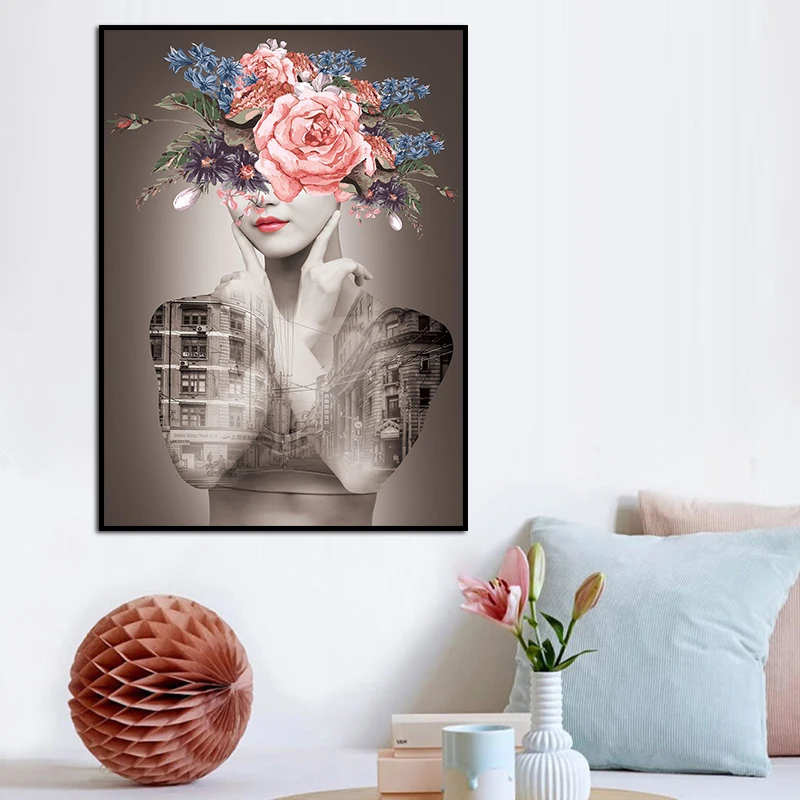 Flower Head Woman Canvas Painting Wall Art Abstract Woman Floral City Pictures Poster Prints For Living Room Home Decoration
Flower Head Woman Canvas Painting Wall Art Abstract Woman Floral City Pictures Poster Prints For Living Room Home Decoration