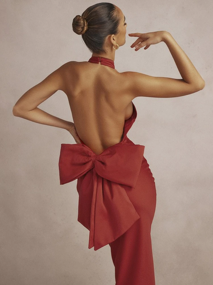 Big Bow Open Back Halter Long Maxi Dresses Vintage Elegant Satin Red Christmas Dress for Woman Sexy Party Gown C0-GC30
Big Bow Open Back Halter Long Maxi Dresses Vintage Elegant Satin Red Christmas Dress for Woman Sexy Party Gown C0-GC30