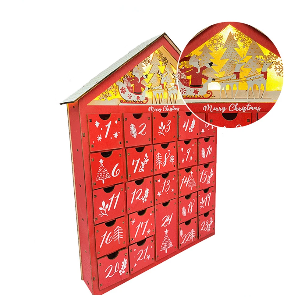 

Wooden Christmas Advent Calendar With 24 Storage Drawers Village House Countdown To Christmas Refillable DIY Countdown Calendar