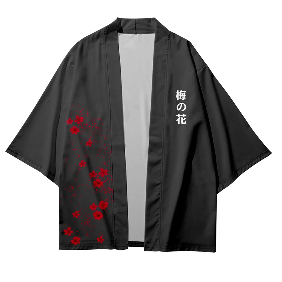 

New Japanese plum blossom Print Traditional Kimono Men Women Cosplay Cardigan Yukata Shirt Japanese Samurai Haori Oversized