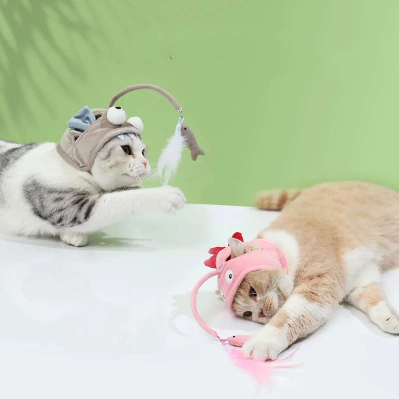 Gray Big Eye Fish Cat Head Cover Pink Small Dinosaur Headwear Feather Teaser Cat Stick Cat Self-Help Pet Cat Toys
Gray Big Eye Fish Cat Head Cover Pink Small Dinosaur Headwear Feather Teaser Cat Stick Cat Self-Help Pet Cat Toys