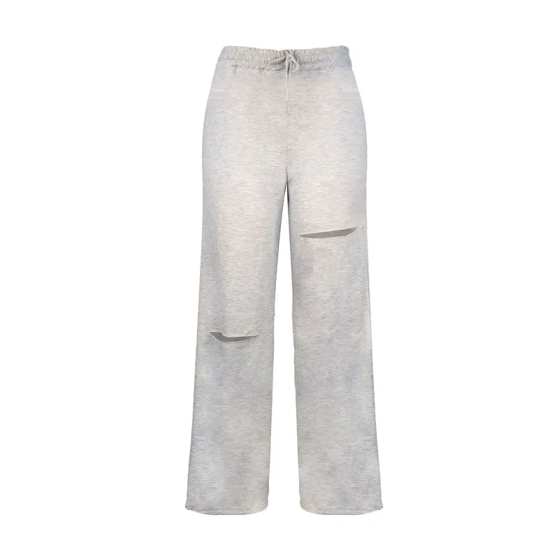 Women's Solid Color Waist Drawstring Casual Fitting Soft Ripped Trousers Pants for Jogging Sports Fitnes Casual Hole Sweatpants
Women's Solid Color Waist Drawstring Casual Fitting Soft Ripped Trousers Pants for Jogging Sports Fitnes Casual Hole Sweatpants
