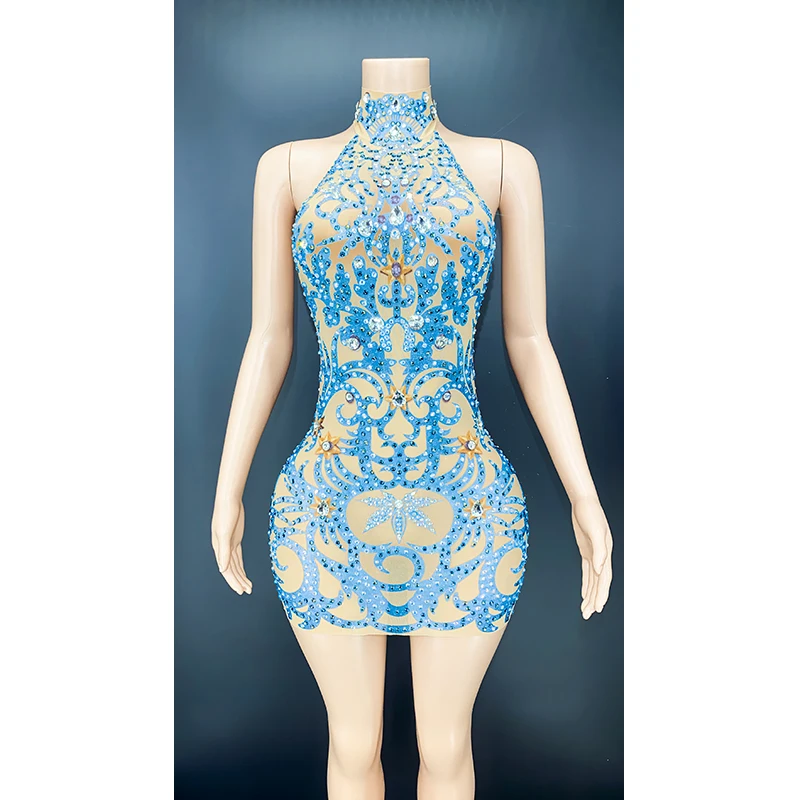 Sexy Flashing Rhinestone Transparent Pattern Sleeveless Short Dress Birthday Celebrate Party Costume Women Dancer Prom Outfit
Sexy Flashing Rhinestone Transparent Pattern Sleeveless Short Dress Birthday Celebrate Party Costume Women Dancer Prom Outfit