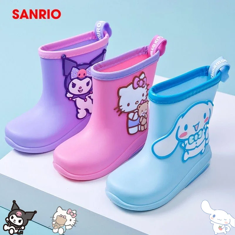 

Sanrio аниме Hello Kitty Kuromi водонепроницаемая обувь мультфильм кавайные коричные Нескользящие износостойкие резиновые сапоги уличные низкие сапоги