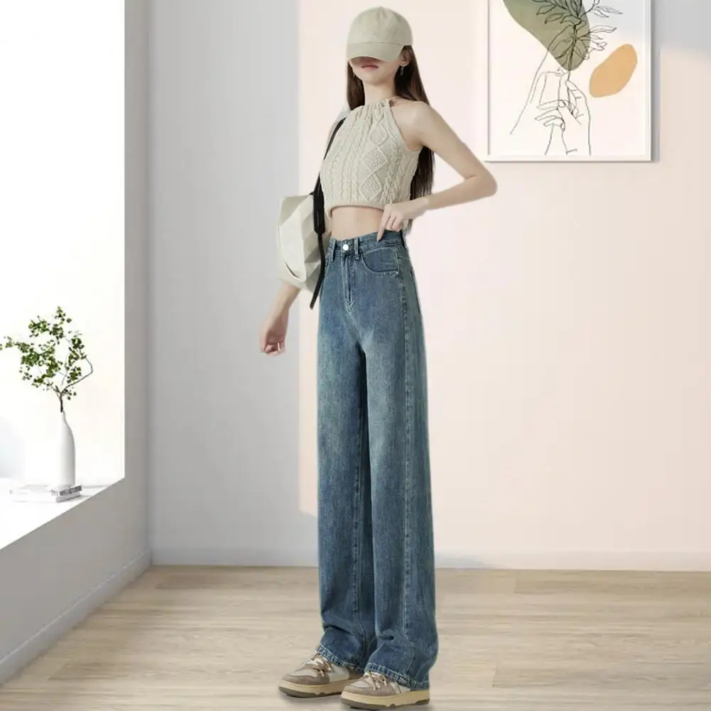 

Wide Leg Jeans For Women High Waisted Contrasting Straight Leg Pant Autumn lady Loose Pants Streetwear