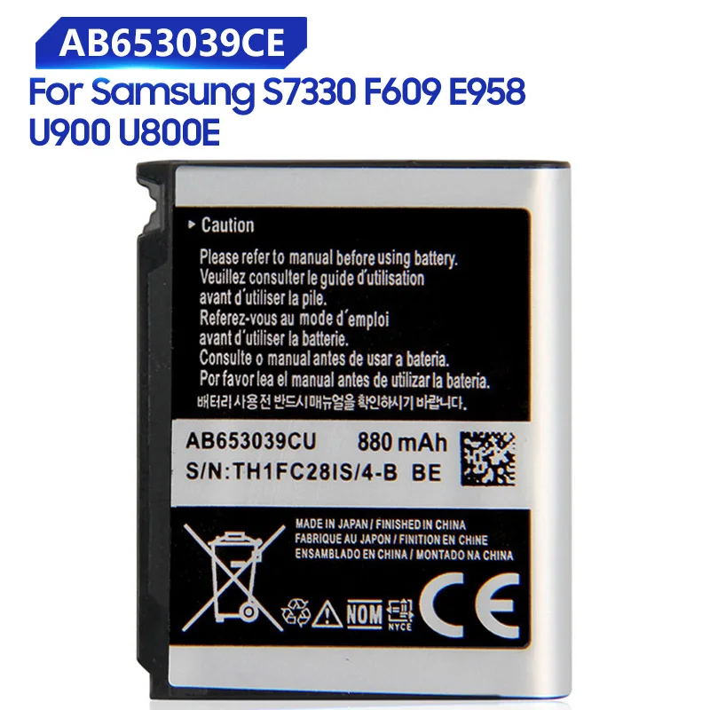 Сменная батарея для Samsung U900 S7330 F609 E958 U800E E950 U908E U808E AB653039CE AB653039CU AB653039CC AB653039CA
Сменная батарея для Samsung U900 S7330 F609 E958 U800E E950 U908E U808E AB653039CE AB653039CU AB653039CC AB653039CA