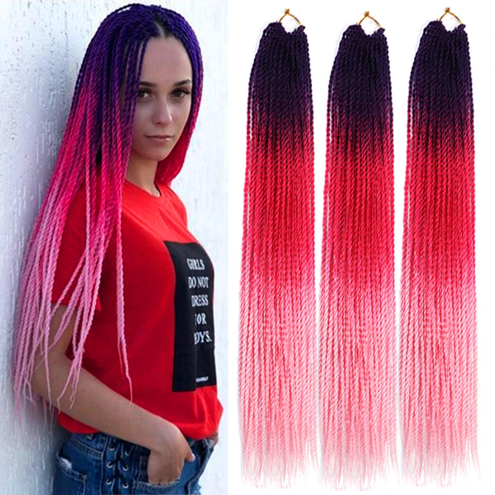 24-дюймовые Сенегальские плетеные крючком косички 30 нитей/упаковка Сенегальские скрученные Омбре синие розовые коричневые синтетические плетеные удлинители волос 
24-дюймовые Сенегальские плетеные крючком косички 30 нитей/упаковка Сенегальские скрученные Омбре синие розовые коричневые синтетические плетеные удлинители волос