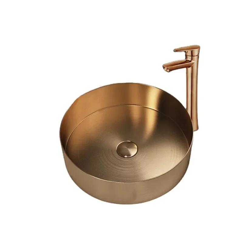 

Золотая круглая кухонная раковина с одной чашей, раковина из нержавеющей стали 304 для ванной комнаты, ручная мойка