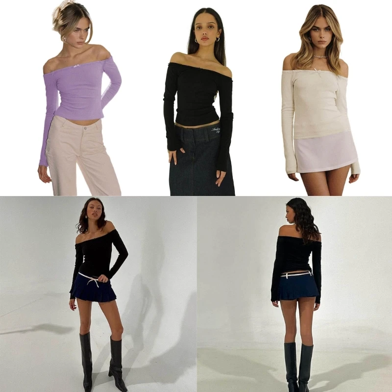 Женские однотонные укороченные топы с открытыми плечами и длинными рукавами, футболки, блузки, топы
Женские однотонные укороченные топы с открытыми плечами и длинными рукавами, футболки, блузки, топы