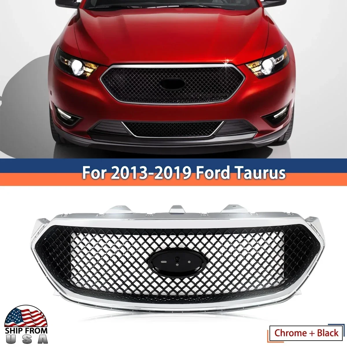 Для 2013-2019 Taurus Ford, верхняя решетка переднего бампера, хромированная отделка, Черная решетка-гриль
Для 2013-2019 Taurus Ford, верхняя решетка переднего бампера, хромированная отделка, Черная решетка-гриль