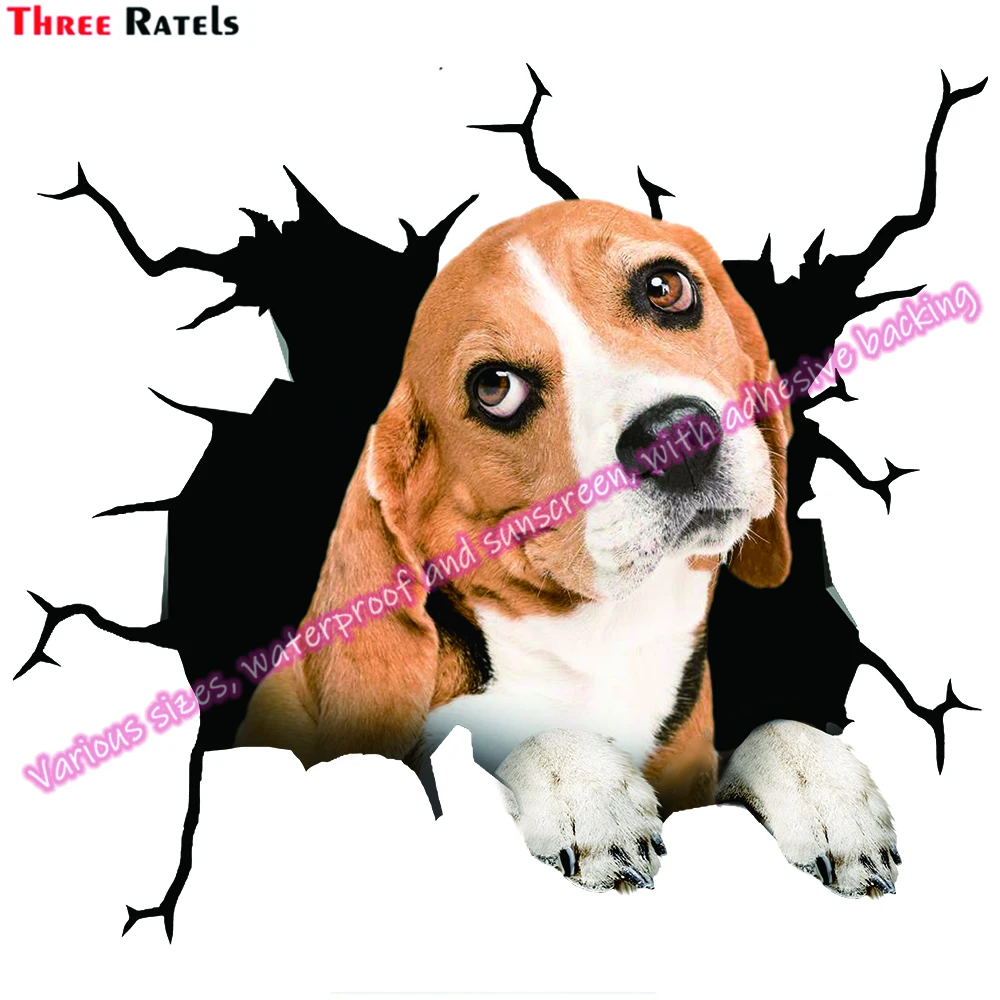 

Three Ratels DA New 3D Dog Crack Sticker PVC Plastic Sticker Decal Car Window Laptop Funny Decals Wall Stickers