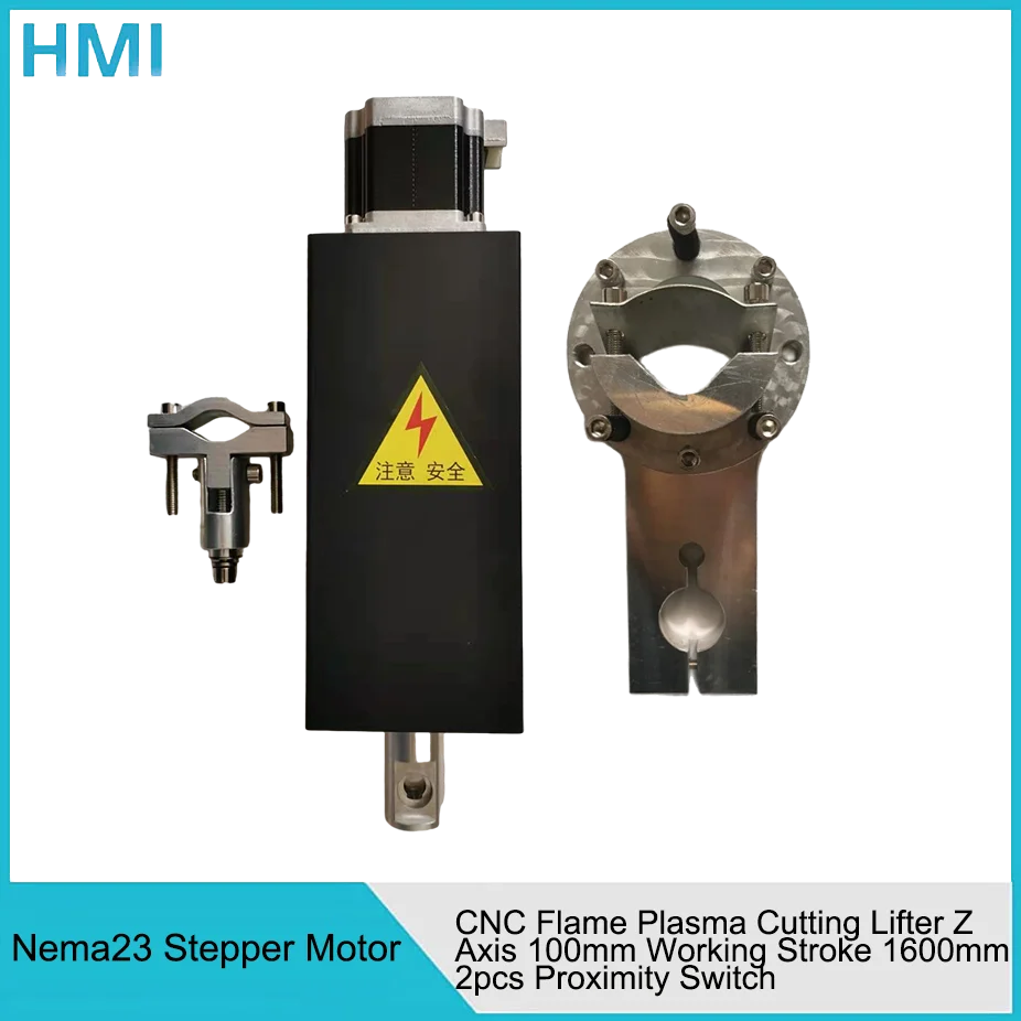 

Nema23 Stepper 100mm Stroke 1600mm/Min CNC Flame Plasma Cutting Lifter Z Axis + Anti-Collision Fixture + 2pcs Proximity Switch