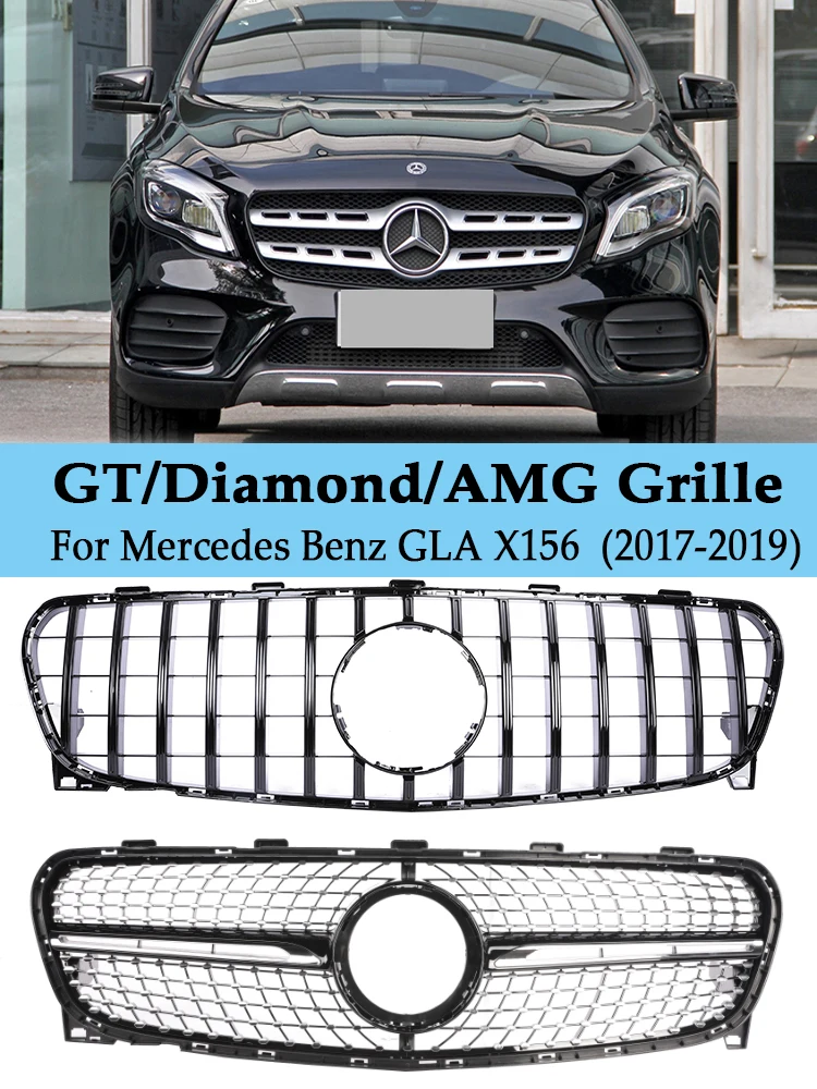 

Решетка для переднего бампера GT AMG, Алмазная решетка для Mercedes Benz X156 GLA, аксессуары для GLA200 GLA250 GLA260 2017-2019