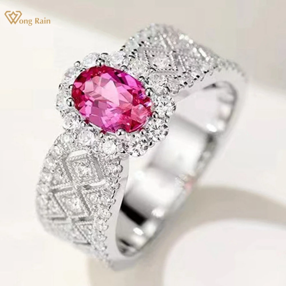 

Wong Rain 100% 925 Sterling Silver Sparkling Oval Cut Lab Sapphire Gemstone Cocktail Party Ring For Women Jewelry Wedding Gifts