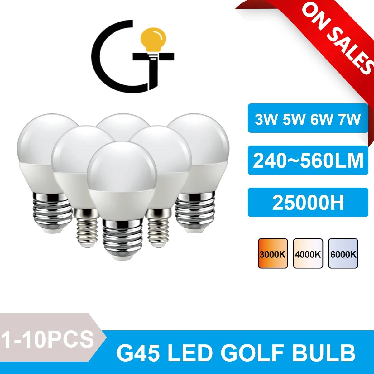 

1-10 Energy-efficient LED Bulbs G45 E14 E27 AC220V-240V 3W 5W 6W 7W 3000K 4000K 6000K 220 Led Golf Bulb Lamp For Home Decoration