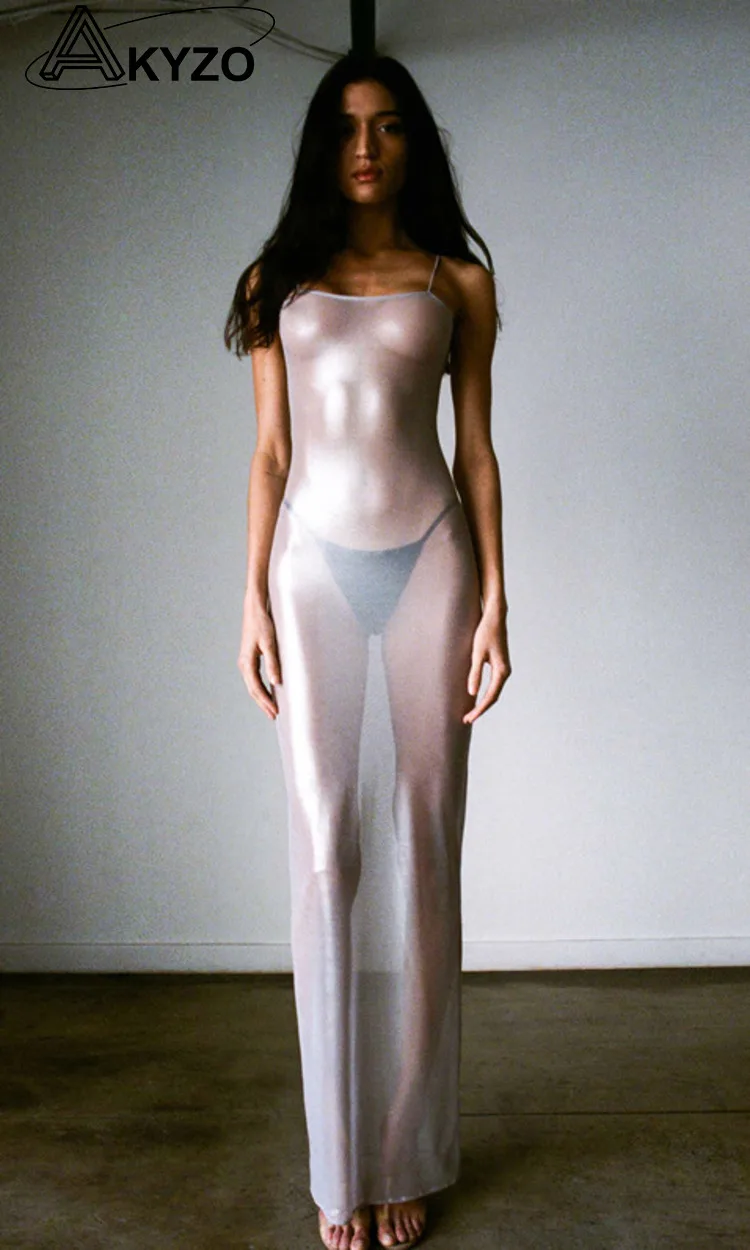 Y2K Silver High Waist Maxi Dress For Women Sexy Party Bodycon See Through Camisole Dresses Lady Summer Transparent Beach Dress
Y2K Silver High Waist Maxi Dress For Women Sexy Party Bodycon See Through Camisole Dresses Lady Summer Transparent Beach Dress