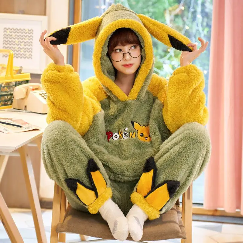 Anime Pokemon Pikachu Cartoon Autumn and Winter Coral Velvet Women's Pajamas Set Kawaii Velvet Warm Home Clothes Sleepwear Gifts
Anime Pokemon Pikachu Cartoon Autumn and Winter Coral Velvet Women's Pajamas Set Kawaii Velvet Warm Home Clothes Sleepwear Gifts