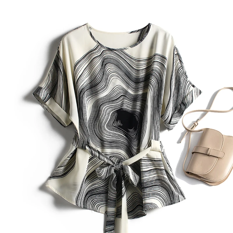 2023 Summer Womens Elegant Printing Chiffon T-shirts Fashion O Neck Wasit Lace Up Short Sleeve Blouse Female Pullover Tops
2023 Summer Womens Elegant Printing Chiffon T-shirts Fashion O Neck Wasit Lace Up Short Sleeve Blouse Female Pullover Tops